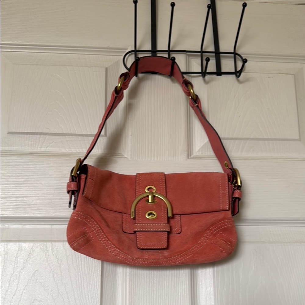 Coach Pink Shoulder Bag with Flap Closure